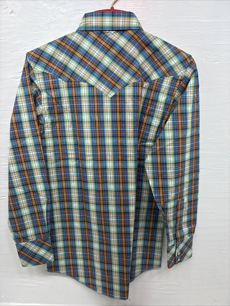 New Men’s Champion Westerns Multicolor Plaid Long Sleeve Pearl Snap Small O-33
