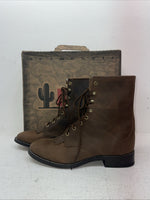 New Men’s Brown Lace Up Laredo Cowboy Boots. 1225 9.5 9 1/2 D. 5-45