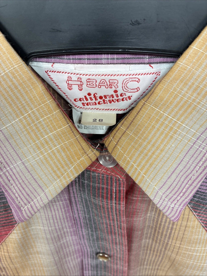 New Women’s H Bar C Multicolor Plaid Long Sleeve Pearl Snap Size 28 DD-142