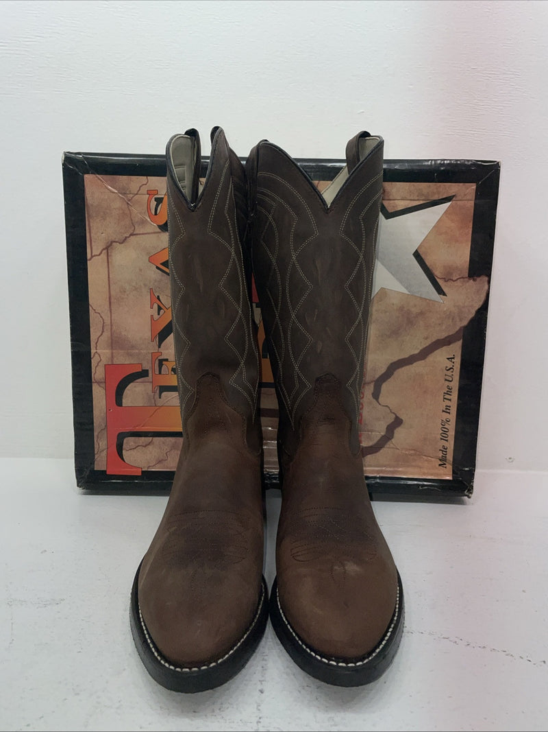 New Men’s Brown Texas Brand Cowboy Boots. 8941 10 D. 6-39