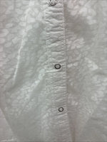 New Women Cumberland White Cheetah Print Long Sleeve Pearl Snap Medium LL-9