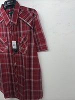 New Men’s Red ELY 1878 Short Sleeve Pearl Snap Shirt. XL S-24