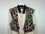 New Women’s Cream Horse Circle Y Long Sleeve Button Up Shirt M #60531 3B-41