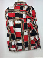 New Women’s Maria O Design Red Black Long Sleeve Button Up XL GG-55