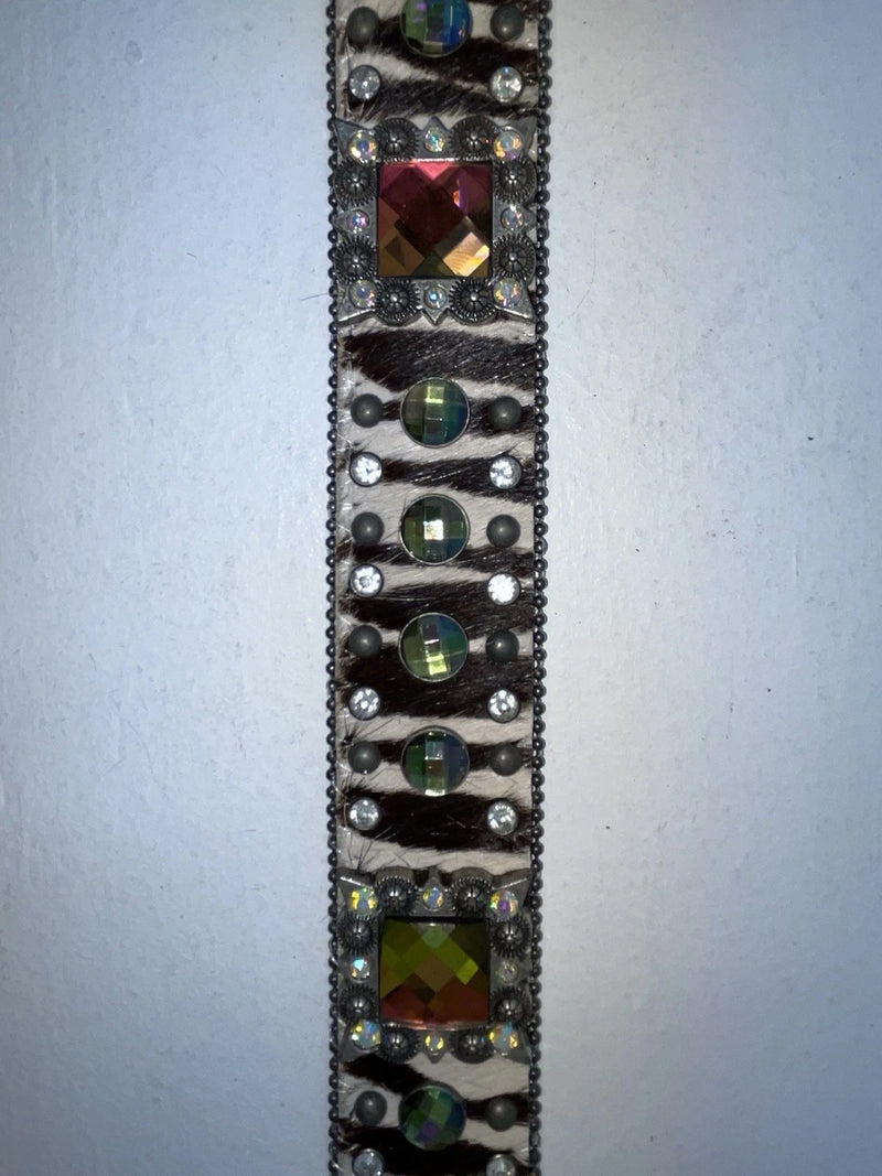 New Zebra Print Genuine Leather Nocona Bling M Belt #N1330999 Z-63