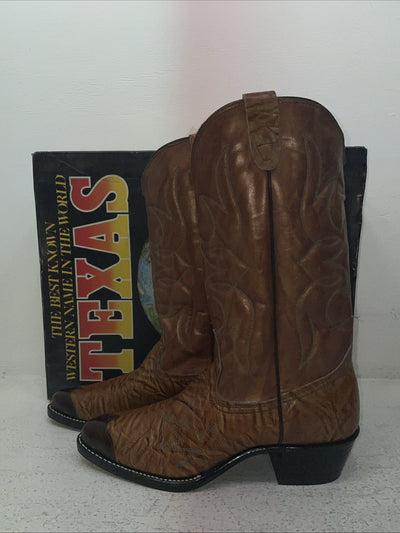 New Men’s Brown Texas Brand Cowboy Boots. 1081 8.5 8 1/2 E E. 3-88