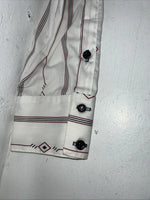 New Men’s Green White Cowboy Threads Button Up Long Sleeve Shirt Medium I-59