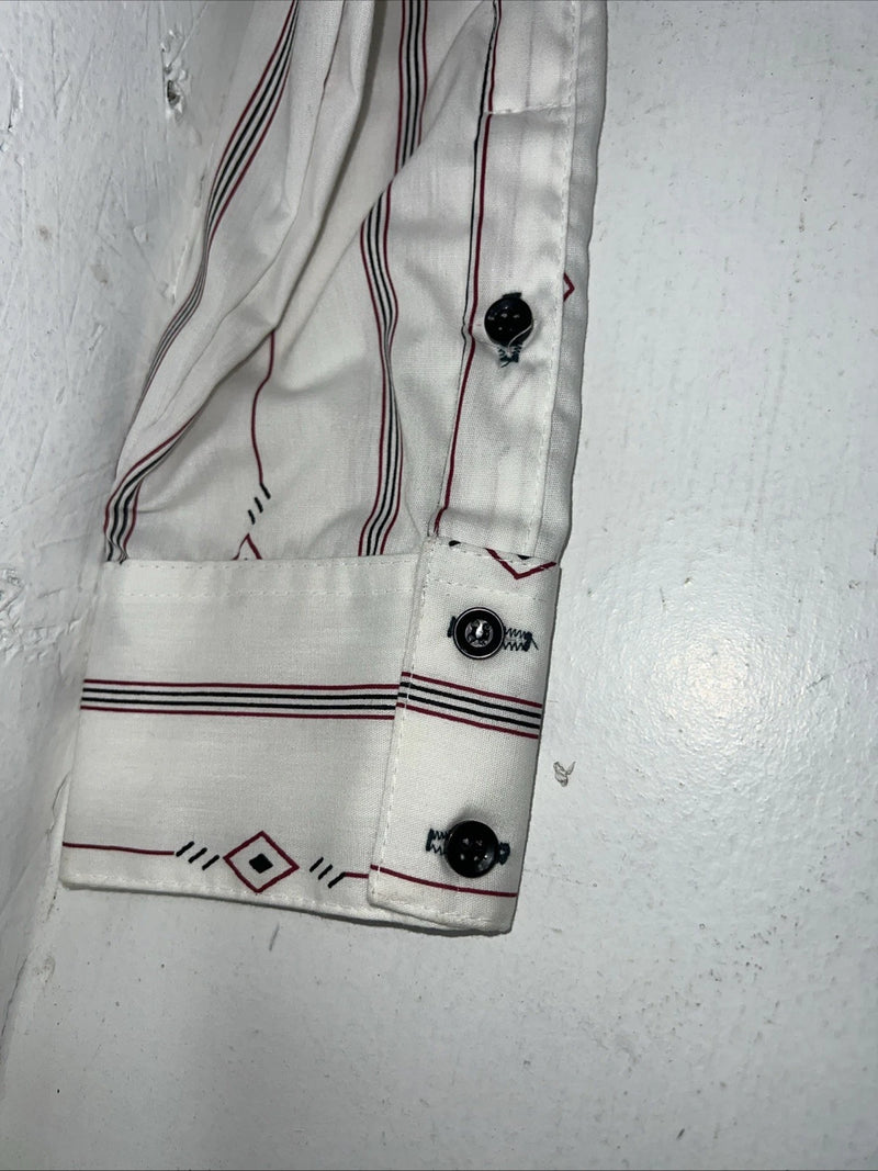 New Men’s Green White Cowboy Threads Button Up Long Sleeve Shirt Medium I-59