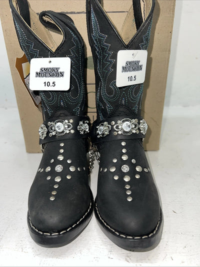 New Children Black Smoky Mountain Cowboy Boots. 3283 C. 10.5 10 1/2 D. 24-48