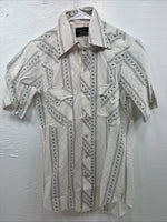 New Men’s Champion Western White Western Short Sleeve Pearl Snap Small J-57