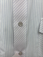 New Men’s White Horse White Stripe Short Sleeve Pearl Snap Large X-41