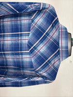 New Women’s Cumberland Blue Plaid Long Sleeve Pearl Snap XL GG-59