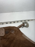 NOS Brown Show Chaps With Fringe Adjustable Waist 33” I-64