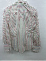 New Women’s Rock mount White Stripe Long Sleeve Pearl Snap Small AA-52