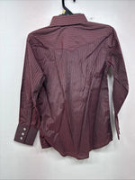 New Kids White Horse Purple Stripe Long Sleeve Pearl Snap Medium DD-73 