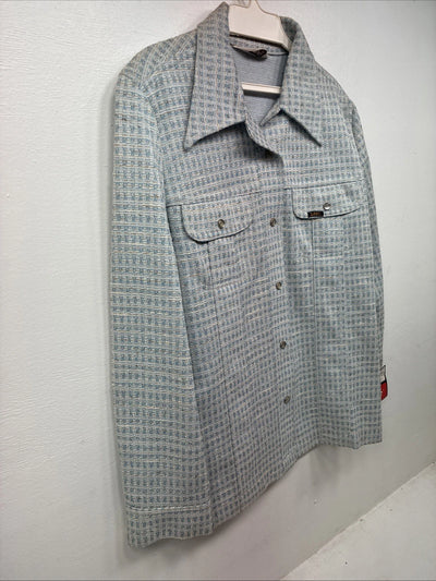 New Women’s Lee Blue Design Long Sleeve Button Up Jacket Size 13 KK-43