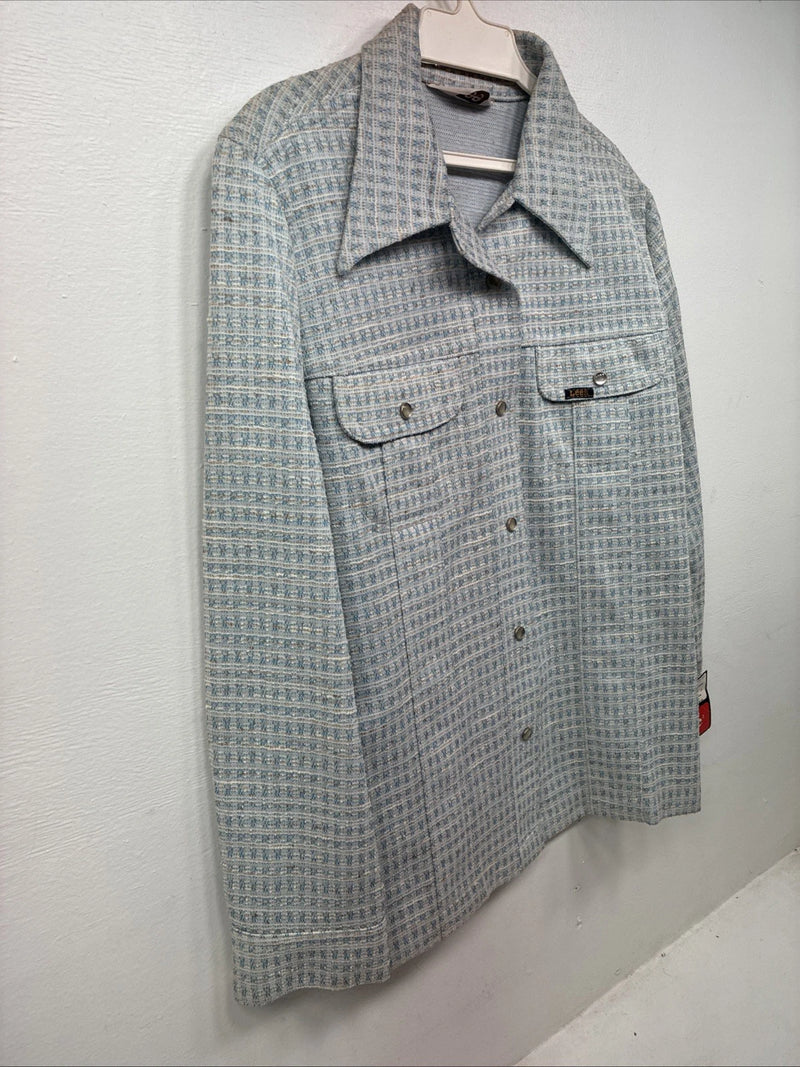New Women’s Lee Blue Design Long Sleeve Button Up Jacket Size 13 KK-43