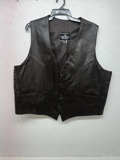New Western Express Men’s Brown Leather 3XL Vest QQ-23