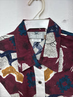New Women’s Cowboy Threads Multicolor Design Long Sleeve Button Up Large LL-94
