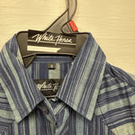 New Men’s White Horse Blue short sleeve pearl snap small B-73 