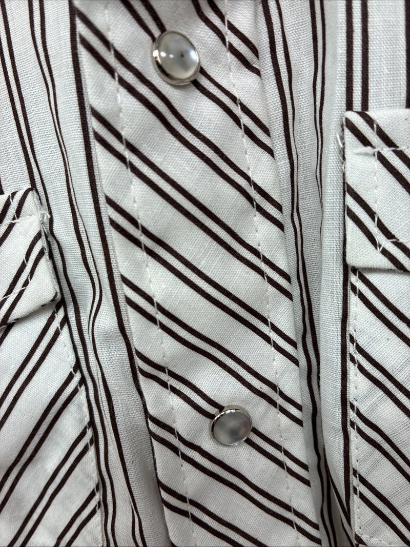 New Kids Kangaroo Brown Stripe long Sleeve Pearl Snap Size 8 DD-136