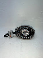 New Black Genuine Leather Nocona Silver Bling L Belt #N3424601 JJ-79