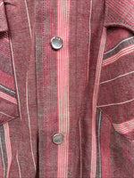 New Men’s H Bar C Pink Stripe Long Sleeve Pearl Snap Large X-54