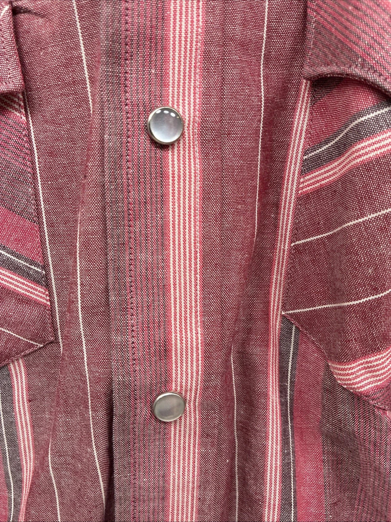 New Men’s H Bar C Pink Stripe Long Sleeve Pearl Snap Large X-54