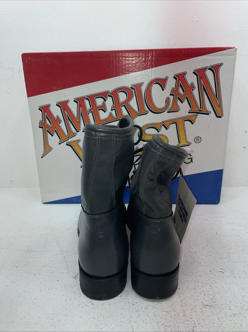 New Men’s Gray Lace Up American West Cowboy Boots. 6999 9.5 9 1/2 E W. 5-16