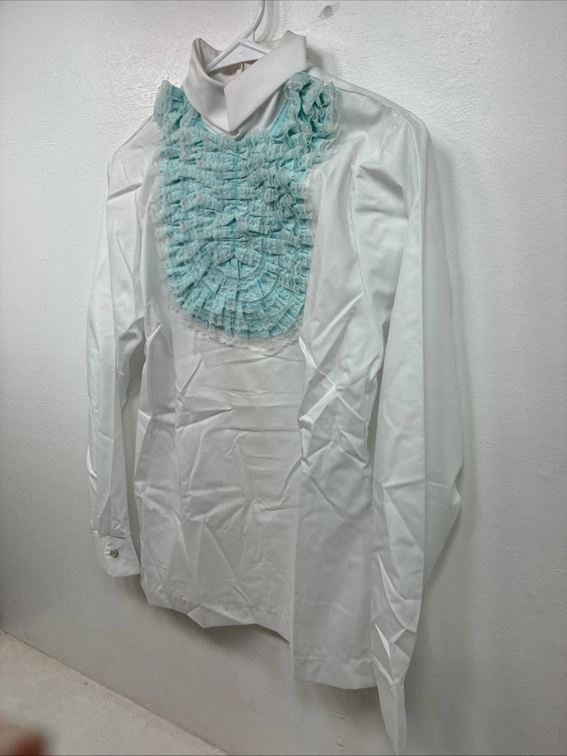 New Women’s Trail Ridge White Blue Long Sleeve Half Zip Size 36 TT-95