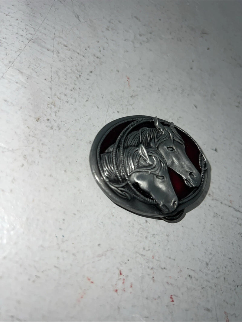 New Children’s Western Express Horse Head Red Belt Buckle. S-15 F-3