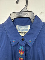 New Womens Wrangler Blue Designed Long Sleeve Button Up Large II-86