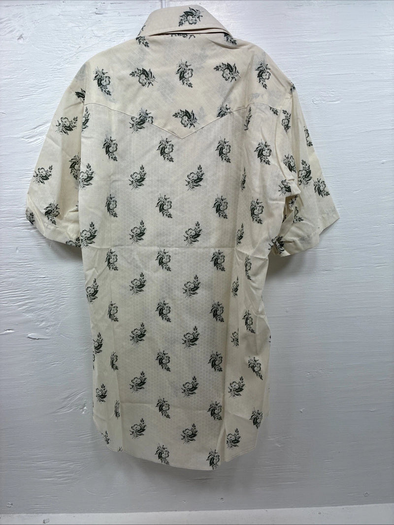 New Men’s Champion Western Yellow Floral Short Sleeve Pearl Snap Small J-74