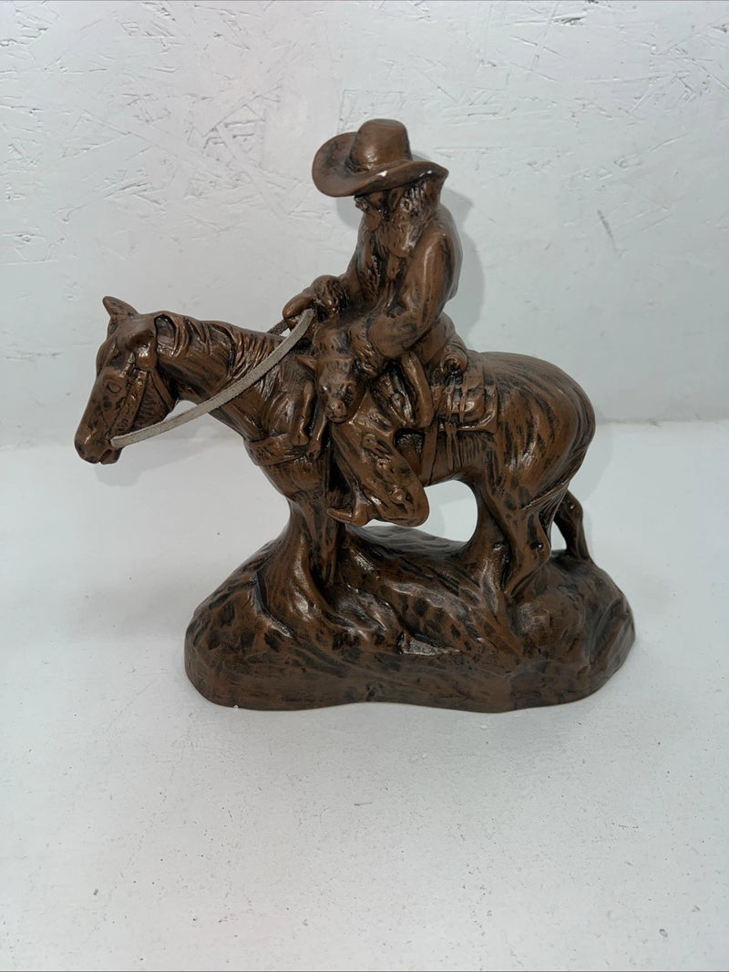New Ceramic Brown Cowboy And Horse Sculpture 3C-26
