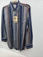 New Men’s ELY Cattleman Multicolor Stripe Long Sleeve Button Up 16 Large Q-35