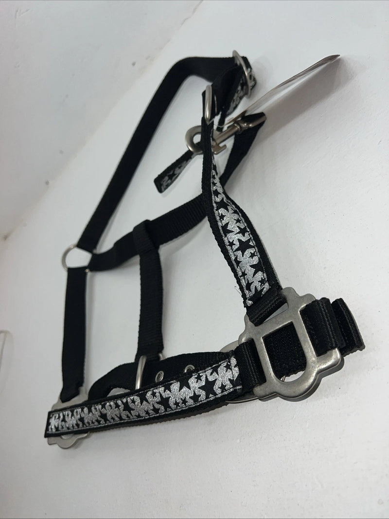 New Tough 1 Black Silver Nylon Star Full Horse Halter #50-2031 3C-7