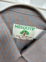 New Men’s Mesquite Gray Orange Stripe Short Sleeve Pearl Snap XL Q-70