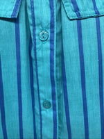 New Women’s H Bar C Blue Stripe Long Sleeve Button Up Size 10 MM-14