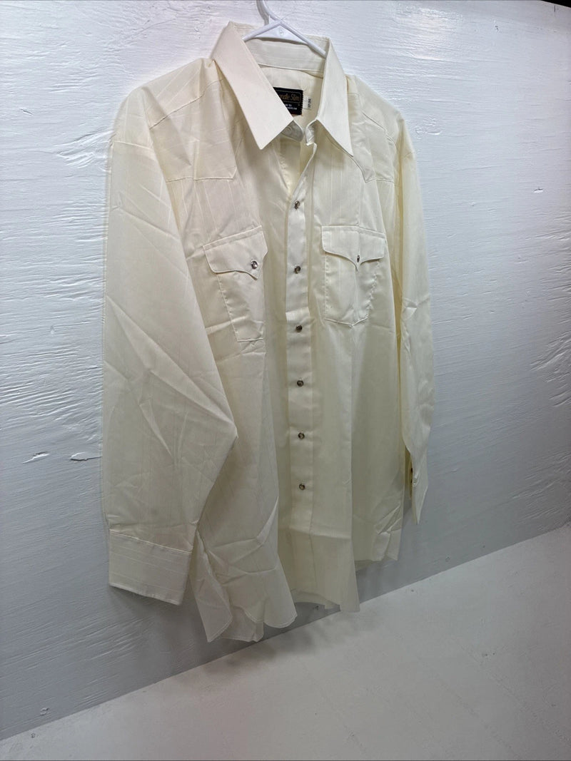 New Men’s Panhandle Slim Yellow Long Sleeve Strip Pearl Snap XL J-47