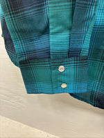 New Women’s Cumberland Blue Plaid Long Sleeve Pearl Snap 1XL Plus DD-16