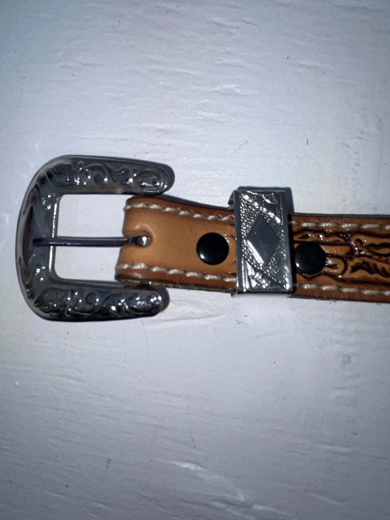 New Brown Genuine Leather Tooled 28” Belt #102 Z-137