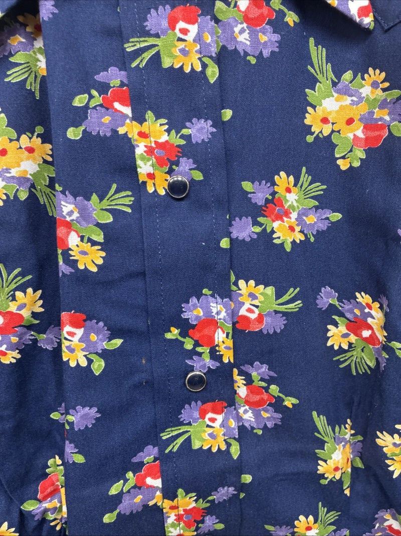 New Women’s Tem Tex Blue Floral Long Sleeve Pearl Snap Size 36 LL-17