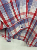 New Women’s Cumberland Purple Plaid Long Sleeve Pearl Snap Large II-101