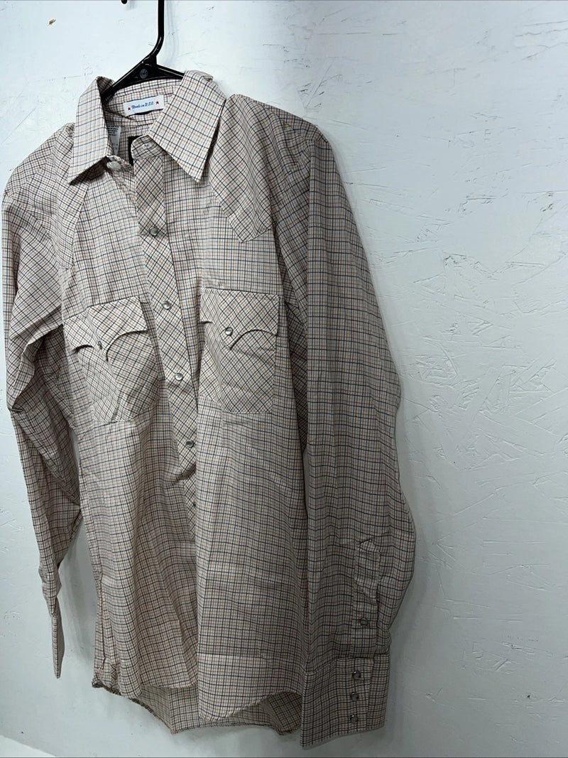 New Men’s Red Plaid Dickson-Jenkins Long Sleeve Pearl Snap Shirt. 15.5x34 M P-76