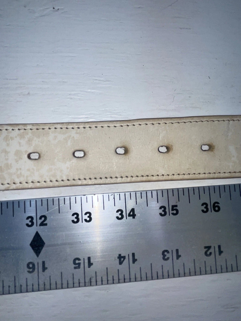 New White Genuine Leather Red And White Star 34” Belt #6110B Z-110