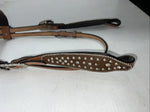 New Leather Silver Royal Beaded Diamond Browband Headstall W Split Reins U-35