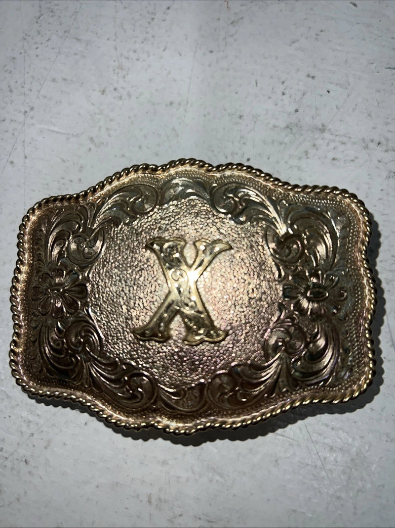 New Womens Western Productions Inc Gold “X” Belt Buckle. 38087 F-1