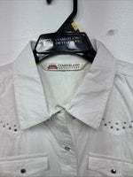 New Women’s Cumberland White Gem Long Sleeve Pearl Snap Large MM-8