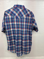 New Men’s ELY Cattleman Purple Plaid Long Sleeve Pearl Snap Large X-35