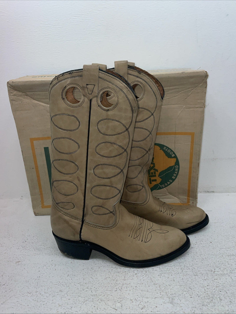 New Men’s Cream Texas Brand Cowboy Boots. 7899 7.5 7 1/2 D. 1-72